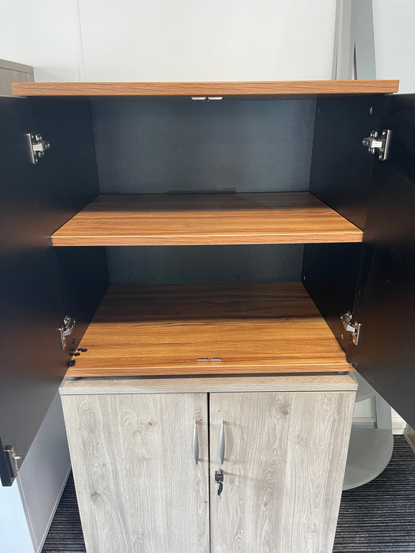 Impulse Desk High Two Tone Cupboard (Black And Walnut)