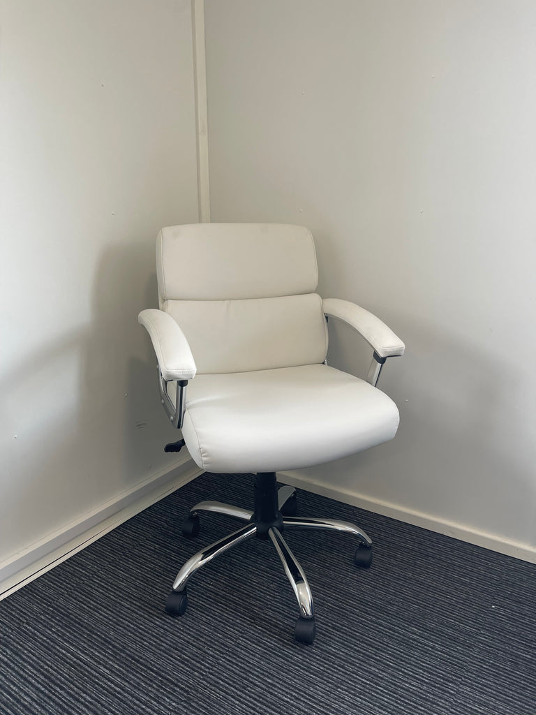 Desire White Bonded Leather Executive Managerial Office Chair With Arms
