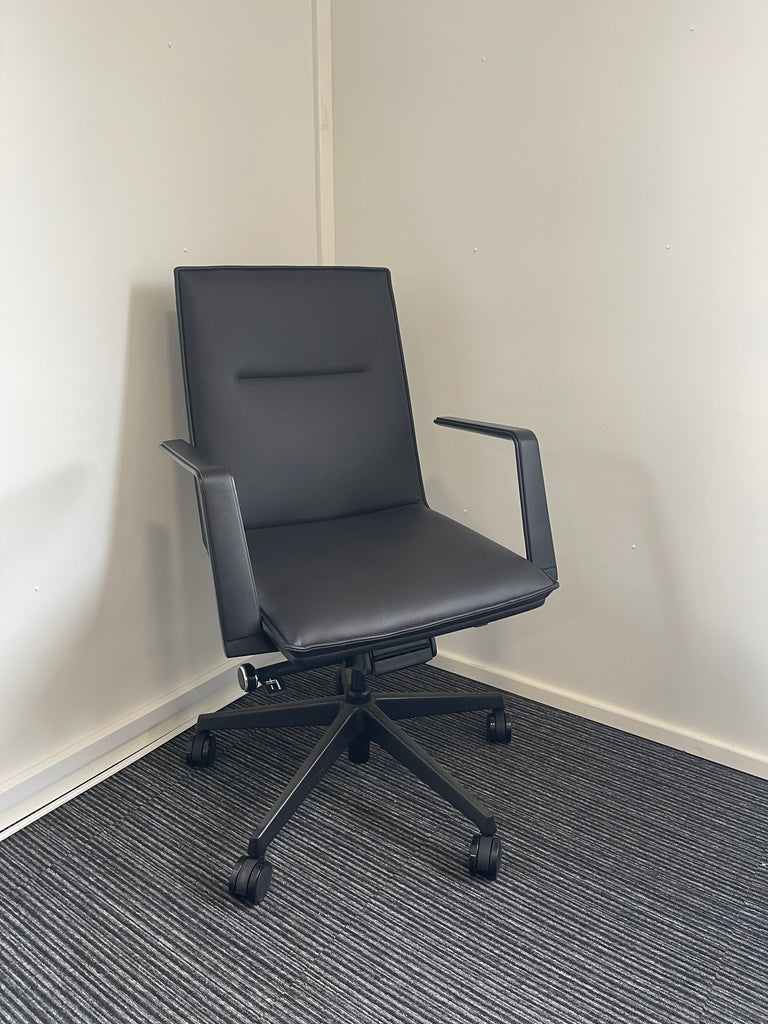 Black Bonded Leather Executive Chair Back With Arms