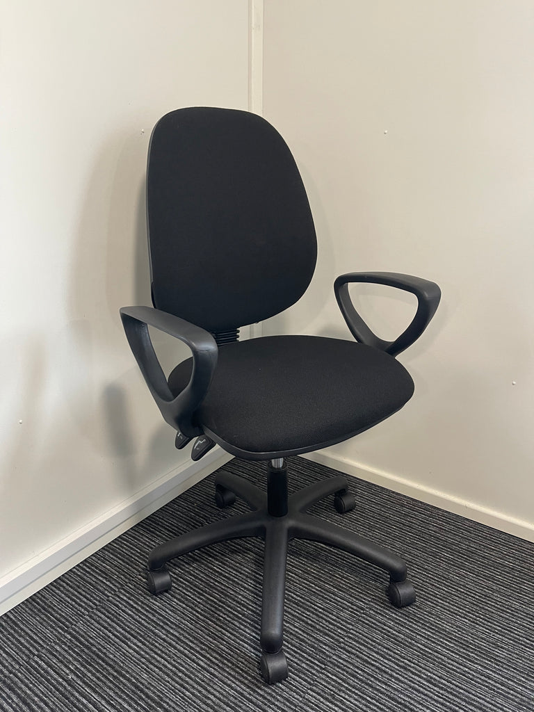 Eclipse Plus II Black Fabric Task Operator Office Chair With Fixed Loop Arms