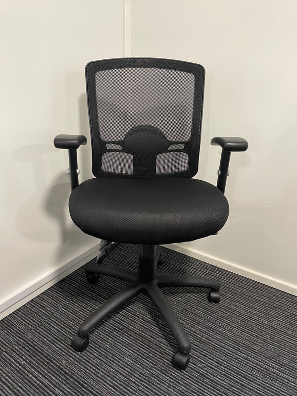 Portland III Black Airmesh Seat Mesh Back High Back Task Operator Chair With Arms