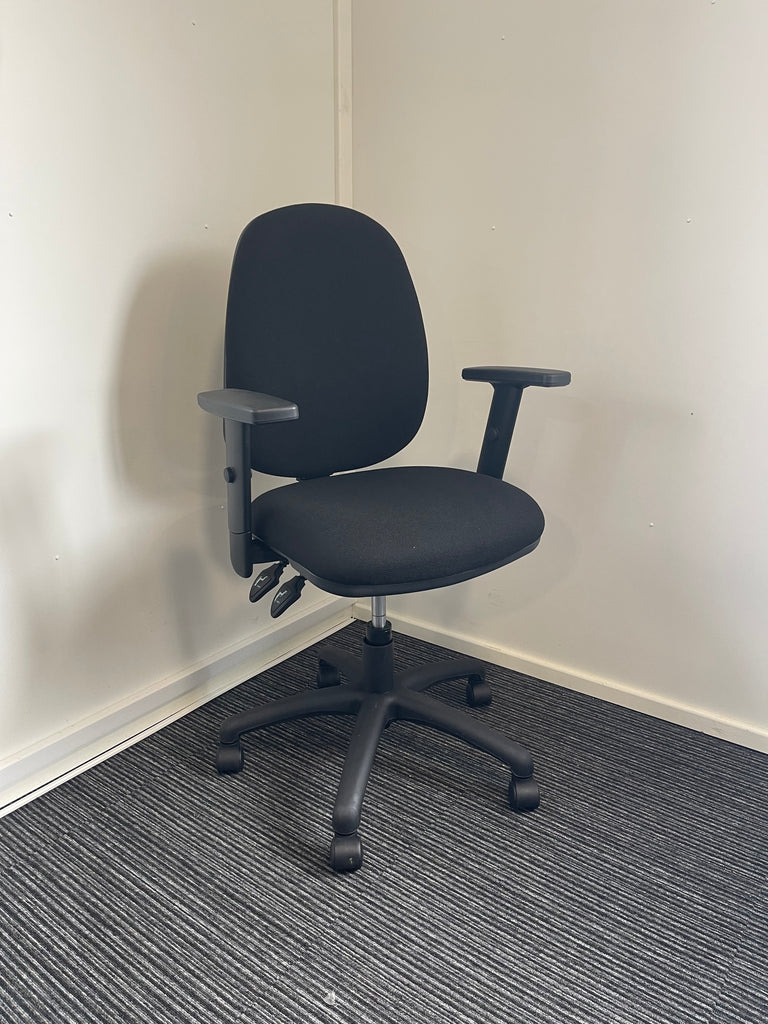 Eclipse Plus II Black Fabric Task Operator Office Chair With Height Adjustable Arms