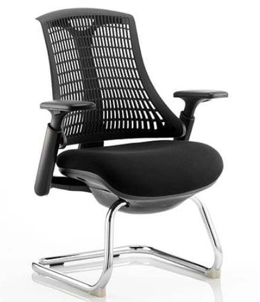 Flex Black Frame + Optional Coloured Back with Black Fabric Seat Cantilever Chair (New - 7 back colours available)