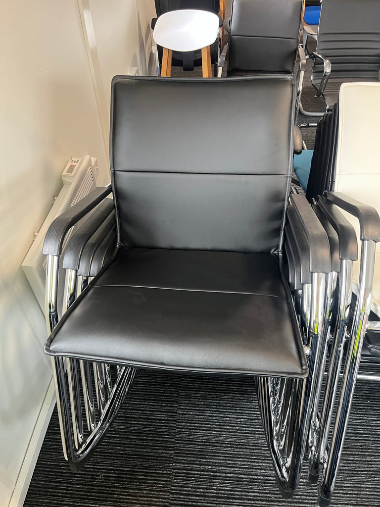 Echo Medium Back Leather Cantilever Visitor Chair with Arms