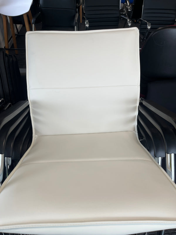 Echo Medium Back Leather Cantilever Visitor Chair with Arms