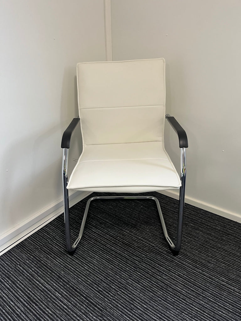 Echo Medium Back Leather Cantilever Visitor Chair with Arms