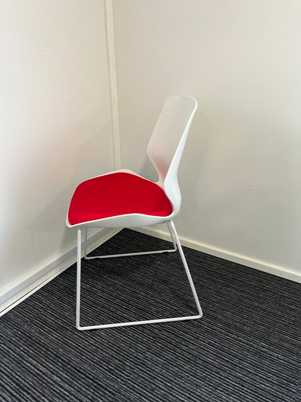 Florence Sled White Frame Fabric Seat Visitor Chair