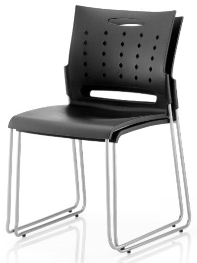 Slide Plastic Back Stacking Chair with Chrome Sled Base Frame (New - Pack of 4)